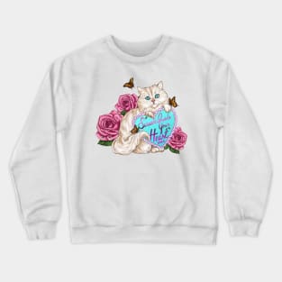 Cat and Roses Crewneck Sweatshirt